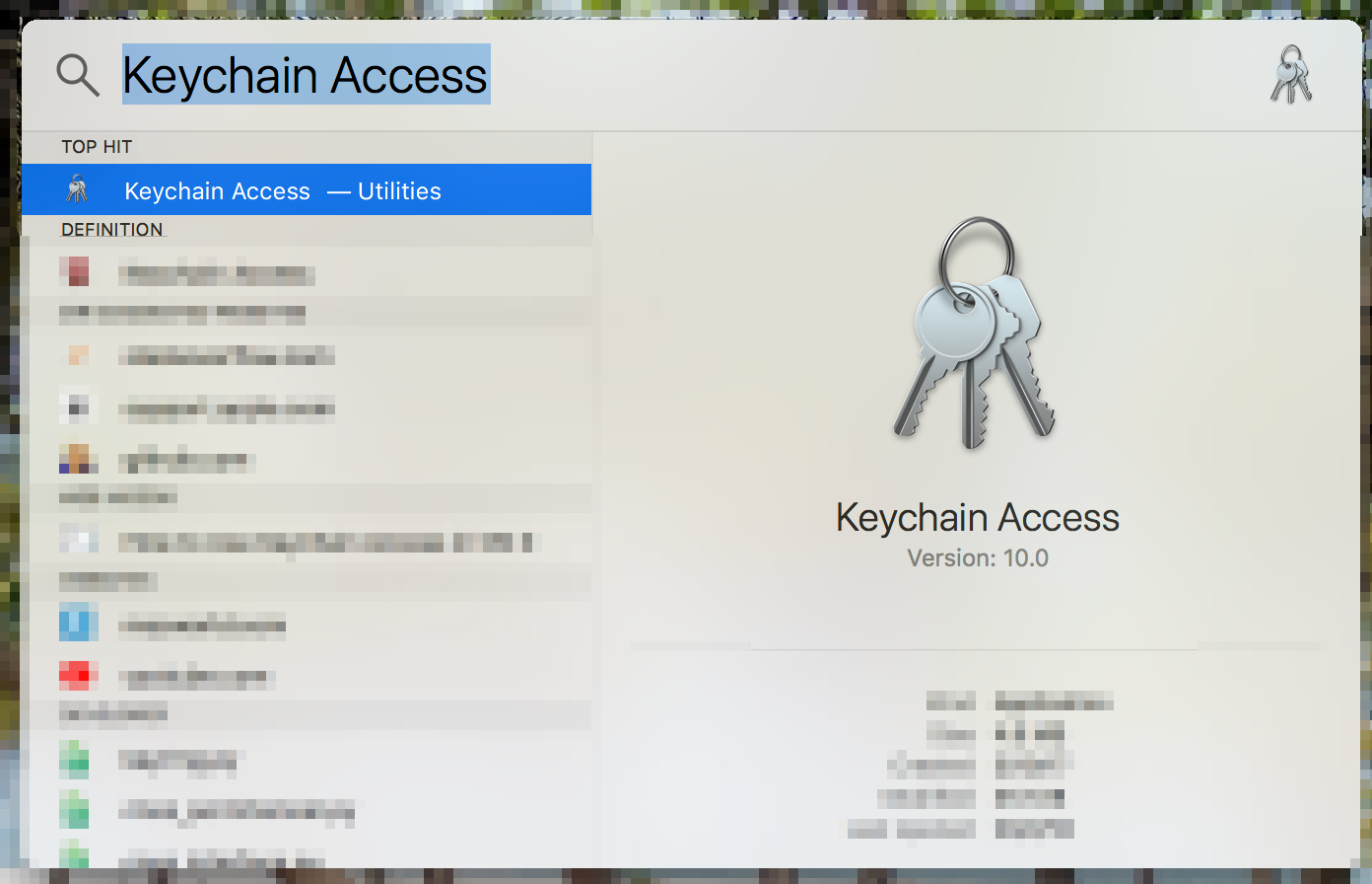 Search Keychain